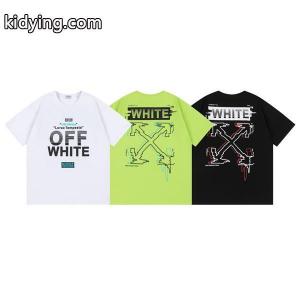 春夏新作Off-white コピーブランドオフホワイト コピーブランドスーパーコピーの絵画をプリントされたメンズのクルーネック半袖Tシャツkidying26qCuq4n