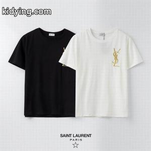 フロント左胸にシンプルなYSL刺繍ロゴ Saint laurent コピー コピー サンローラン コピー 半袖ｔシャツ ユニセックスkidying26fq4HHv