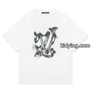 LOUIS vuitton スーパーコピールイヴィトン スーパーコピースーパーコピーメンズビジネス用クルーネック半袖Tシャツブラックホワイトkidying26rCOXLv