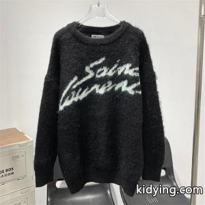 ブラック アートロゴ ニットセーター サンローラン コピー SAINT laurent コピー スーパーコピー 秋冬デザイン話題kidying26meSHny