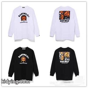 ホワイト × ブラック プリント 長袖 T シャツ ベイプ ...