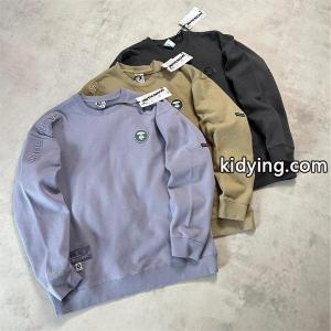 ライトブルー × カーキ × ブラック 3 色 円领 スウェ...