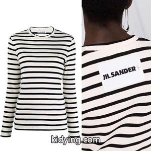 Jil Sander バックロゴラベル ジルサンダーコピー長袖Tシャツ ストライプ 丸首ネックデザイン レディーストップスkidying26uq8X9v