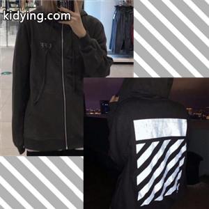 OFF-white コピー トレンドのコーディネート オフホワイト コピー偽物 パーカー ジップアップ リフレクター 新登場kidying268v0nqa