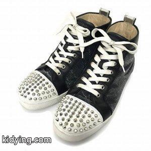 クリスチャンルブタン スーパーコピー Christian louboutin スーパーコピー Louis Degra Spikes Mens Flat スタッズ ハイカット スニーカー ラメ 黒 ブラック メンズ 通販kidying26qG9PzC