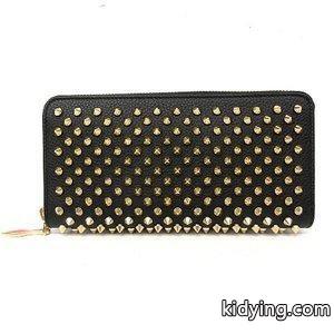 新品 クリスチャンルブタン コピーブランド Panettone Wallet 長財布 ラウンド スパイク スタッズ 黒系 ☆激安& メンズ 通販kidying2655r89D