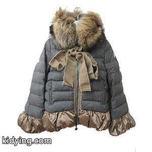 モンクレール コピー moncler コピー MARIKO マリコ リボン ファー付き ダウン ジャケット 灰グレー ☆激安& レディース 通販kidying26CuG9ji