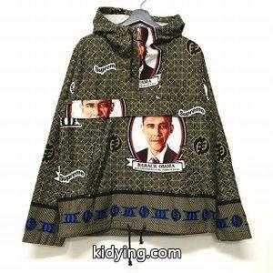 シュプリーム コピーブランド supreme コピーブランド 17SS OBAMA ANORAK オバマ プリント アノラックパーカー ブルゾン ブラック×ベージュ 黒 メンズ 通販kidying26XrGHby