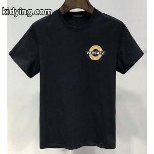 ヴェルサーチ コピー コピーversace コピー 格安大歓迎爽やか定番のロゴプリントｔシャツ半袖男性用ブラックホワイトkidying26CiGXba