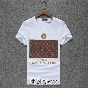 ルイ ヴィトン ブランド コピー Tシャツ コピー LOUIS vuitton ブランド コピーお買い得 オールシーズン大活躍 Ｕネック ｔシャツ ブラック、ホワイトkidying26mqWnum