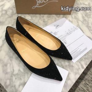 華やかな魅力を放ったルブタンコピーChristian louboutin コピーブラックのクリスタル付きフラットレディースパンプスkidying26uCuG9v