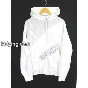 シュプリーム コピーブランド supreme コピーブランド 18SS diagonal hooded sweatshirt スウェットパーカー 刺繍ロゴ ホワイト 白 メンズkidying26vaaiGb