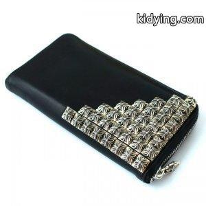 CHROME hearts コピー (クロムハーツ コピー) REC F BOX CROSS wallet \/ ボックスクロス ピラミッド スタッズ ブラックレザー 革長財布（ラウンドジップ）_クロムハーツ コピー CHROME hearts コピー_ブランド コピー 激安(日本最大級)kidying26bOfWXz