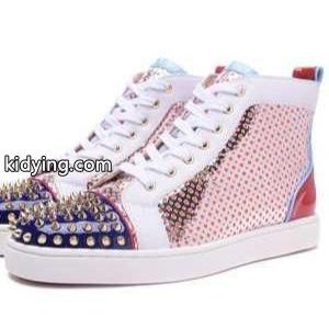 2026最新作Christian louboutin コピーブランドクリスチャンルブタン コピーブランドコピー　メンズ　ハイカット　スニーカー　靴　シューズ　スパイク　赤色Ｘブルーkidying264veOfq