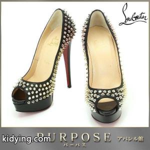 クリスチャン ルブタン Christian louboutin コピーブランド スパイク スタッズ オープントゥ パンプス ハイヒール レザー エナメル ブラック 36 230 235cm :90053611:PURPOSEパーパス・ヤフー店 - 通販ショッピングkidying26e8na4D