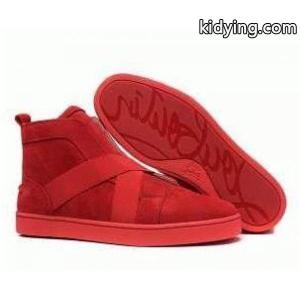 ファッションなルブタンスニーカーメンズ CHRISTIAN louboutin スーパーコピーハイカットスエードフラットシューズレッドkidying26q4rm0r