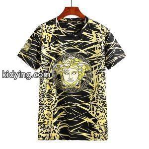 2026割引セールversace ブランド コピーヴェルサーチ ブランド コピーＴシャツスーパーコピーイエロー、ホワイトのメデューサ付きメンズクルーネック半袖トップスkidying26fqKz4j