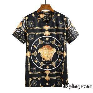 2026お買い得品質保証versace コピーブランドヴェルサーチ コピーブランドコピーのブラックのメンズクルーネック半袖トップスファッション激安通販品kidying26GvGb0D