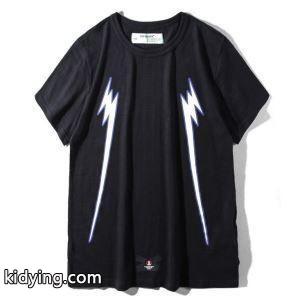 激安大特価100%新品Off-white コピーブランドオフホワイト コピーブランドｔシャツコピー　カジュアル イナズマ メンズ　クルーネック半袖Tシャツ　ブラック　ホワイトkidying26ummumm