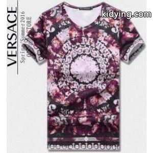 花模様のversace コピー ヴェルサーチ コピー メンズクルーネックTシャツ 半袖 レッドとブルーの2色選択可能 激安大特価大人気_ヴェルサーチ コピー versace コピー_ブランド コピー 激安(日本最大級)kidying26iC41De
