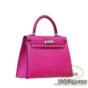 エルメス ブランド コピー[hermes ブランド コピー] ケリー 25cm[Kelly 25cm]外縫　オーストリッチ　ローズパープル　シルバー金具 :1710004:ロワールブティック - 通販ショッピングkidying26aCSzWf