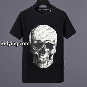 PHILIPP PLEINフィリッププレインコピー(F17C MTK0966)Tシャツのブラック、ホワイトのクルーネック半袖Tシャツkidying26GvqaWD