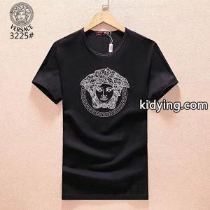 シンプルヴェルサーチ ブランド コピー半袖Ｔシャツversace ブランド コピー通販刺繍ロゴＴシャツクールネックインナートップス３色可選kidying26y0Tbqm