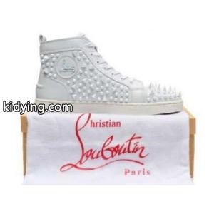流行アイテムルブタンルイススパイクスフラットハイカットスニーカーホワイト louboutin スーパーコピー LOUISkidying26ba4zSr