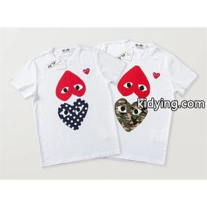 ギャルソン白ｔシャツ ネービーとカモフラージュ柄ブランドロゴ...