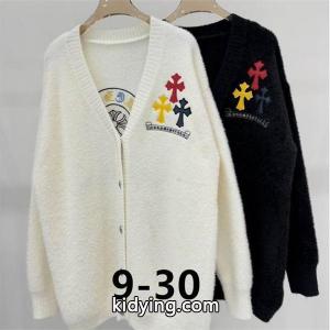 上質 ホワイト＆ブラック CHROME hearts コピー 刺繍 カーディガン ふんわり大人可愛いニット クロムハーツ コピー コピーkidying26jm8PDy