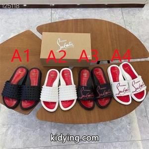 Christian louboutin コピー 激安 メンズ スタッズ装飾 レッドインソール スライドサンダル 刺繍ロゴ 高級ラグジュアリー シャワーサンダルkidying26KHD4Tz