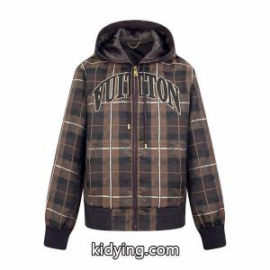 チェック柄 期間限定 ブラウン ジップアップ LOUIS vuitton スーパーコピー ルイヴィトン スーパーコピー 偽物 ジャケットkidying26mWHf4z