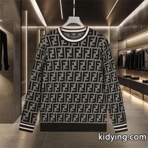 ニット セーター メンズ FFロゴ 総柄 グレー  長袖 fendi コピーブランド フェンディ コピーブランド コピーkidying26LzaeCi