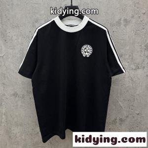 CHROME hearts コピー クロムハーツ コピー コピー Tシャツ 半袖 ラインデ ワンポイント オーバーサイズ ブラックkidying26DC0Tvm