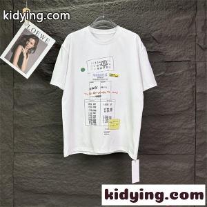 Maison Margiela メゾン マルジェラ コピー Tシャツ 半袖 プリントT クルーネック ホワイト カジュアルkidying265z8Tfa