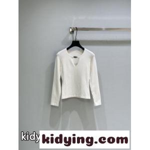 シンプル Vネック 長袖Tシャツ アレキサンダーワング Tシャツ 偽物 ホワイトkid26jiyi8D