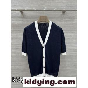 バイカラー Vネック カーディガン トムブラウン コピー ニット コピー ネイビーkid26OzWLzq