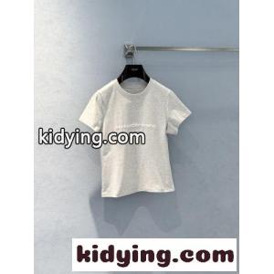 アレキサンダーワング Tシャツ 偽物 シンプル ロゴ入り 半袖Tシャツ コットン グレーkid26v8X5fu