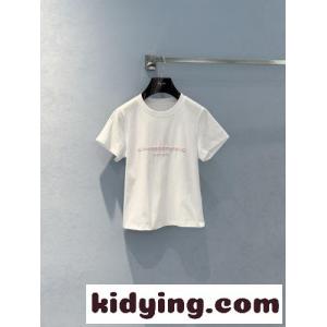 アレキサンダーワング Tシャツ 偽物 シンプル ロゴ入り 半袖Tシャツ コットン ホワイトkid269rWfWv