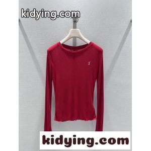 シンプル YSL 長袖Tシャツ イヴ・サンローラン ブランド コピー Tシャツ コピー レッドkid265HrmSD