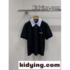 レイヤード風 半袖 ポロシャツ ミュウミュウ コピー Tシャツ コピー コットンkid260fi8ji