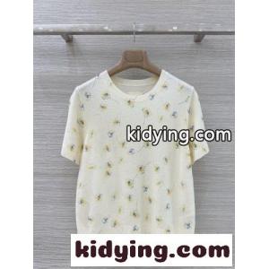 フローラルプリント カシミヤ クルーネック 半袖ニット プラダ コピーブランド セーター 偽物kid26TnO1Tv