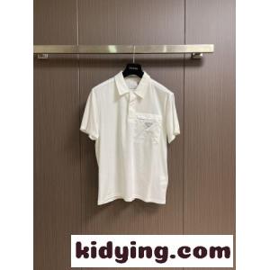 異素材ディテール 半袖 ポロシャツ プラダ コピー Tシャツ 偽物 ホワイトkid26PrCu4b