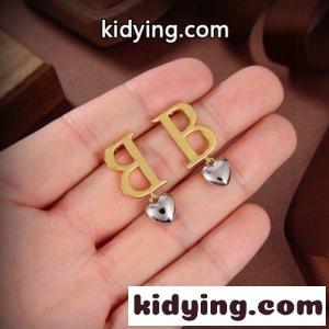 Bロゴ×ハートチャーム ピアス バイカラー バレンシアガ スーパーコピー イヤリング 偽物kid26rWneie