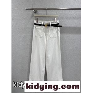 トリオンフベルト付き ワイドデニムパンツ セリーヌ スーパーコピー ジーンズ 偽物 ホワイトkid26fWnmqm