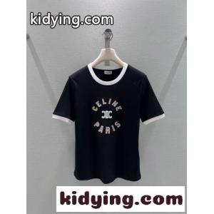 カジュアル おしゃれ コットン 半袖Tシャツ セリーヌ コピー Tシャツ 偽物 ブラックkid26nWXPfi