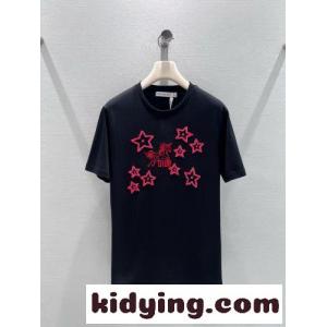 刺繍入り コットン 半袖Tシャツ クリスチャン・ディオール コピー Tシャツ コピー ブラックkid26DKzuOn
