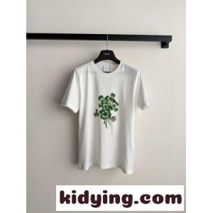 プリント入り コットン 半袖Tシャツ クリスチャン・ディオール コピー Tシャツ コピー ホワイトkid26uGr89f