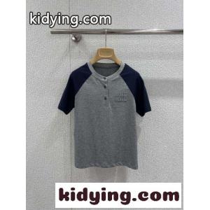 ミュウミュウ ブランド コピー Tシャツ コピー バイカラー ラグラン ヘンリーネックトップスkid26uqGTHD
