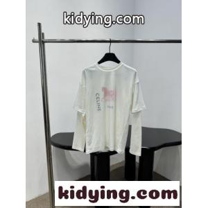 ロゴプリント フェイクレイヤード 長袖Tシャツ セリーヌ スーパーコピー Tシャツ 偽物 ホワイトkid26iSzq0v